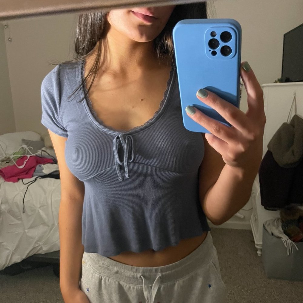 Extra Small Blue Short Sleeve Top from Hollister